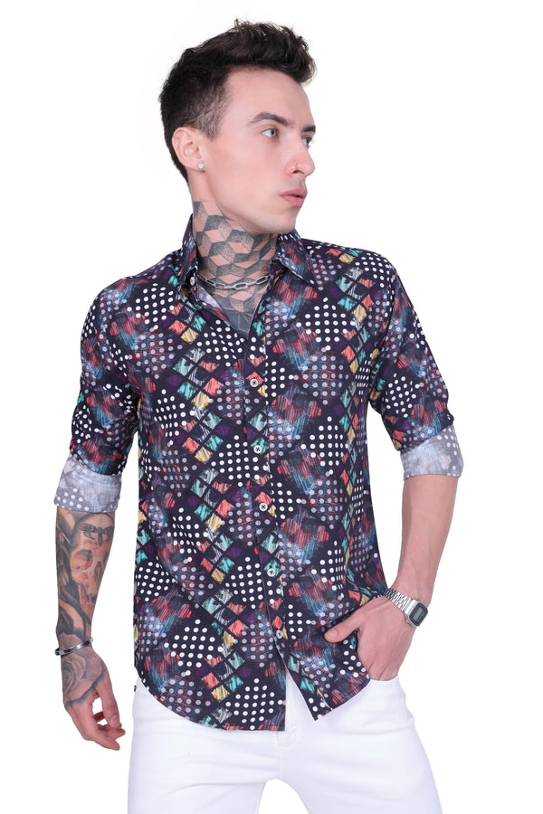 Multicolor Dotted 3D Print Shirt