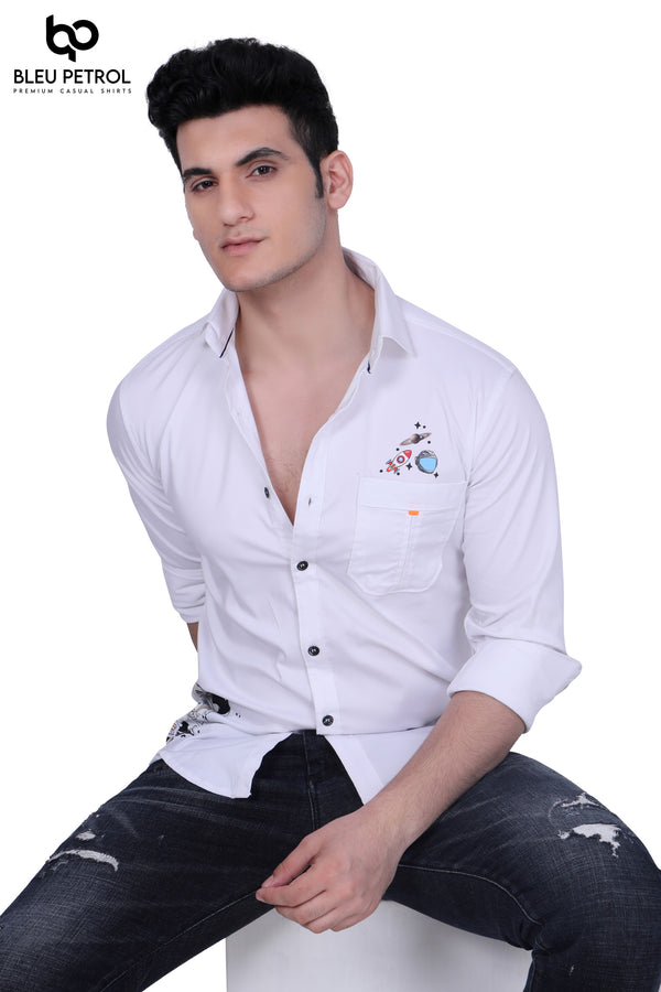 Astro world Cartoon Print White Shirt